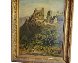 Antique Oil Painting German Castle