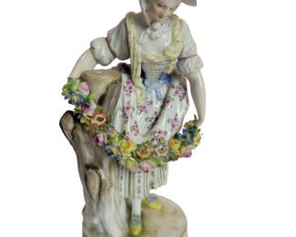 19th Cen Meissen Porcelain Flower Lady
