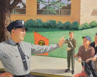 Original 1950s Signed Hagan School Cross Painting