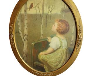 Vintage Framed Print in Oval Ornate Frame