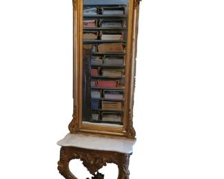 18th C Rococo Gold Gilt Marble Console Table