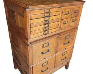 Antique St Paul Made File Cabinet. Brown Treacy Sperry Great condition! 33w x 50h x 26d. Tiger oak, stacking sections.
