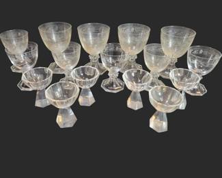 Antique Val St Lambert Wine Glasses Etc