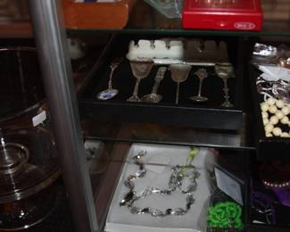 collector spoons, costume jewelry