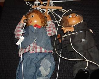 pair of vintage wooden German puppets
