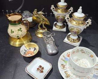 Home decor porcelain, glass, brass, china, fortune telling teacup with saucer