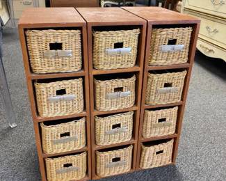 Hold Everything basket cubby boxes (3) 21 x 6.5 x 11 in each