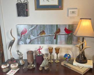 Ceramic Owl Collection, Various Decor, Buffalo Horn Crane