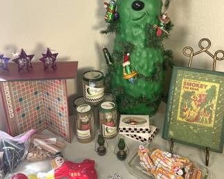 Pickle People Display and Christmas Ornaments