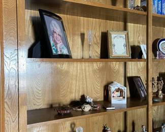 Photo frames, crystal, and collectable plates.