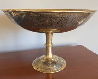 Brass compote from India for sale during in-person shopping Friday and Saturday.