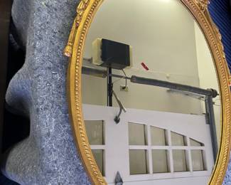 $320. Online purchase available starting at 9 am sharp until 4pm Thursday.   Click message icon for instructions.    Oval gilt mirror 25”w X 45”h.  This is not onsite