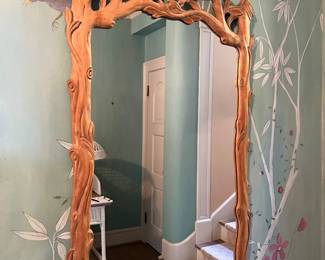 $840.  William Switzer Carved Wood Faux Bois Mirror 31"w x 54"h Presale available starting at 9 am sharp until 4pm Thursday.   Click message icon for instructions. 