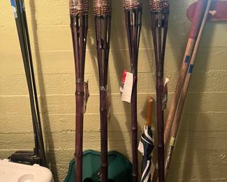 Tiki torches for sale during the in-person shopping hours Friday and Saturday.