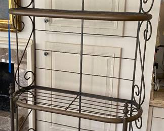 $420. Bakers rack - iron and copper with a beautiful patina.  39"w x 15"d x 83"h.  Presale available starting at 9 am sharp until 4pm Thursday.  Click message icon for instructions. 