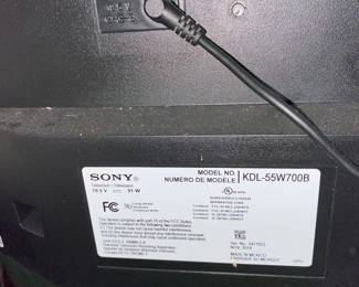 Sony 55" TV. model KDL_55W700B back view