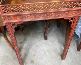 Side view of the tea table showing design