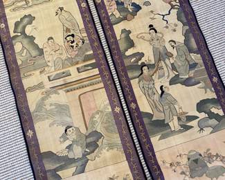 $1200 for the pair.  19th Century Kesi panels, one has slight area where stitching needs tlc.  Approx. 15" w x 70"l.  Presale available starting at 9 am sharp until 4pm Thursday.   Click message icon for instructions. 