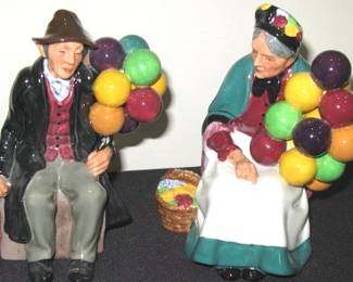 Royal Doulton Balloon Man and Woman Figurines
