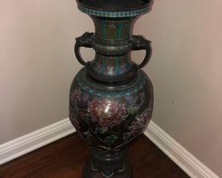 37” Tall antique Japanese Champleve' floor vase