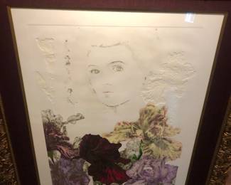 Very large framed lithograph by Jonna White, (Virgin Islands) "Sabrina"