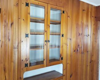 Built-in knotty pine cupboard