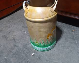 Painted milk can with lid