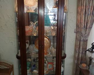 Lighted 2/door, 6' curved glass side gorgeous curio