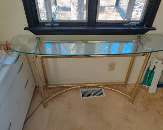 80's Brass/glass sofa table