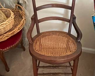 Wicker seat wooden chair
