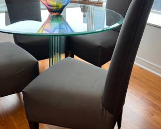 Contemporary dining chair closeup.