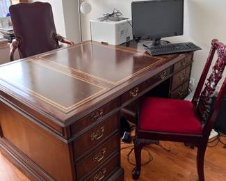 Partners desk with leather top.