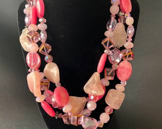 Pink rose quartz and agate.