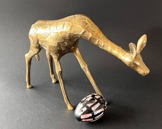 Brass deer, egg.
