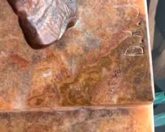 Close up of signature.