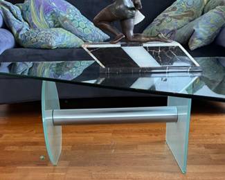 Modern glass coffee table.