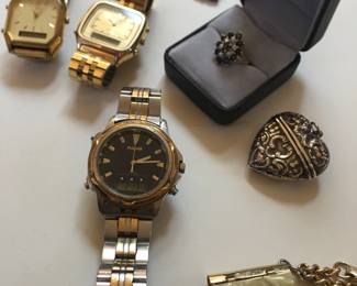 Some old watches, vintage jewelry