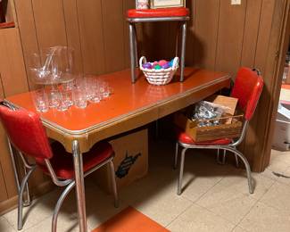 Antique formica topped table and 3 chairs