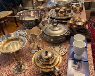 Large Section of Silverplated serving Items,