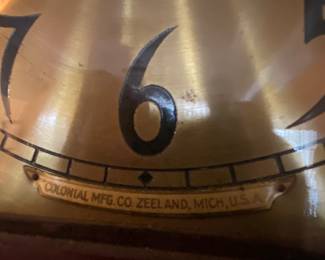 Colonial MFG Co Zelland, Mich. USA Grandfather Clock