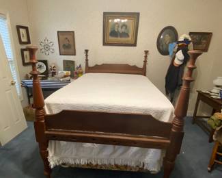 4 poster (once tied roped) full size Trundle Bed
