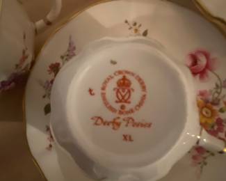 Derby Crown Derby English China Setting for 12 Pinxton Roses