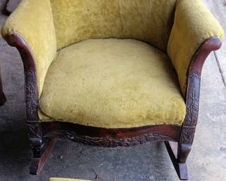 vintage chair with ottoman