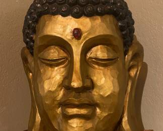 Large Buddha Head sculpture. Size: 24” H x 18” W