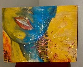 “Festival of Smiles” by renowned contemporary artist Markanthony R. Little, Florida artist https://www.ineedmaart.com/ charcoal, chalk, watercolor, and spray paint on wood canvas
Size: 24.25” H x 32” W
Live painted at Gasparilla Music Festival 2017
