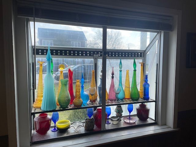 viking glass and colorful vintage glass vases and jars