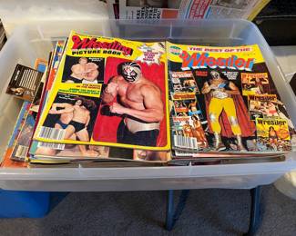 vintage wrestlemania wwf wrestling magazines, very old.