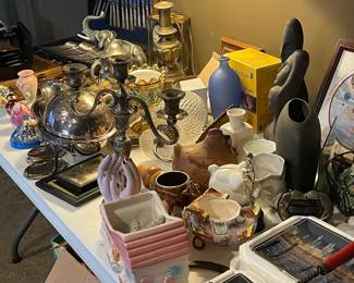 silver plate nice pieces , vintage pottery ceramics