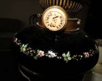 Hinks Duplex No.2 antique oil lamp that has now been electrified.