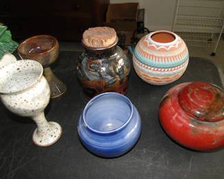 Bright vibrant colors in these pottery pieces